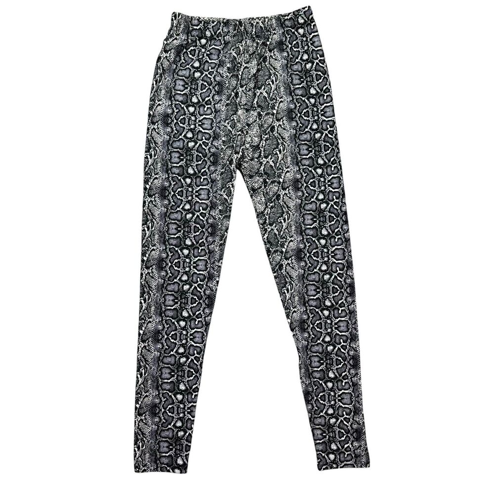 Lildy Leggings Women's Small - Large Black White Fleece Stretch Pull On Stretch